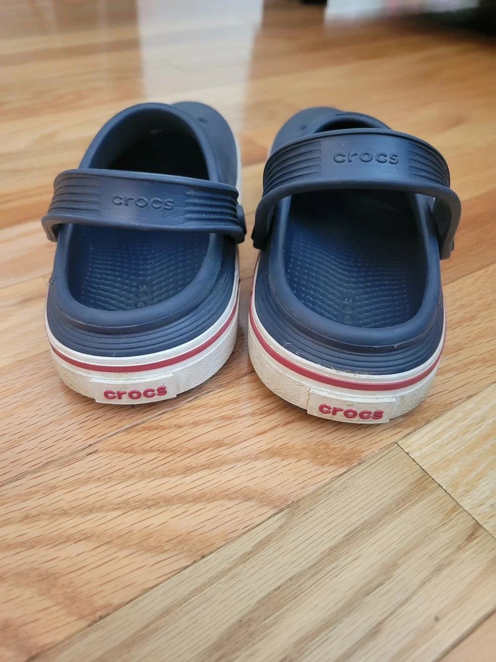 CROCS Kids Navy Off Court Clogs Navy with Red Stripe | 13
